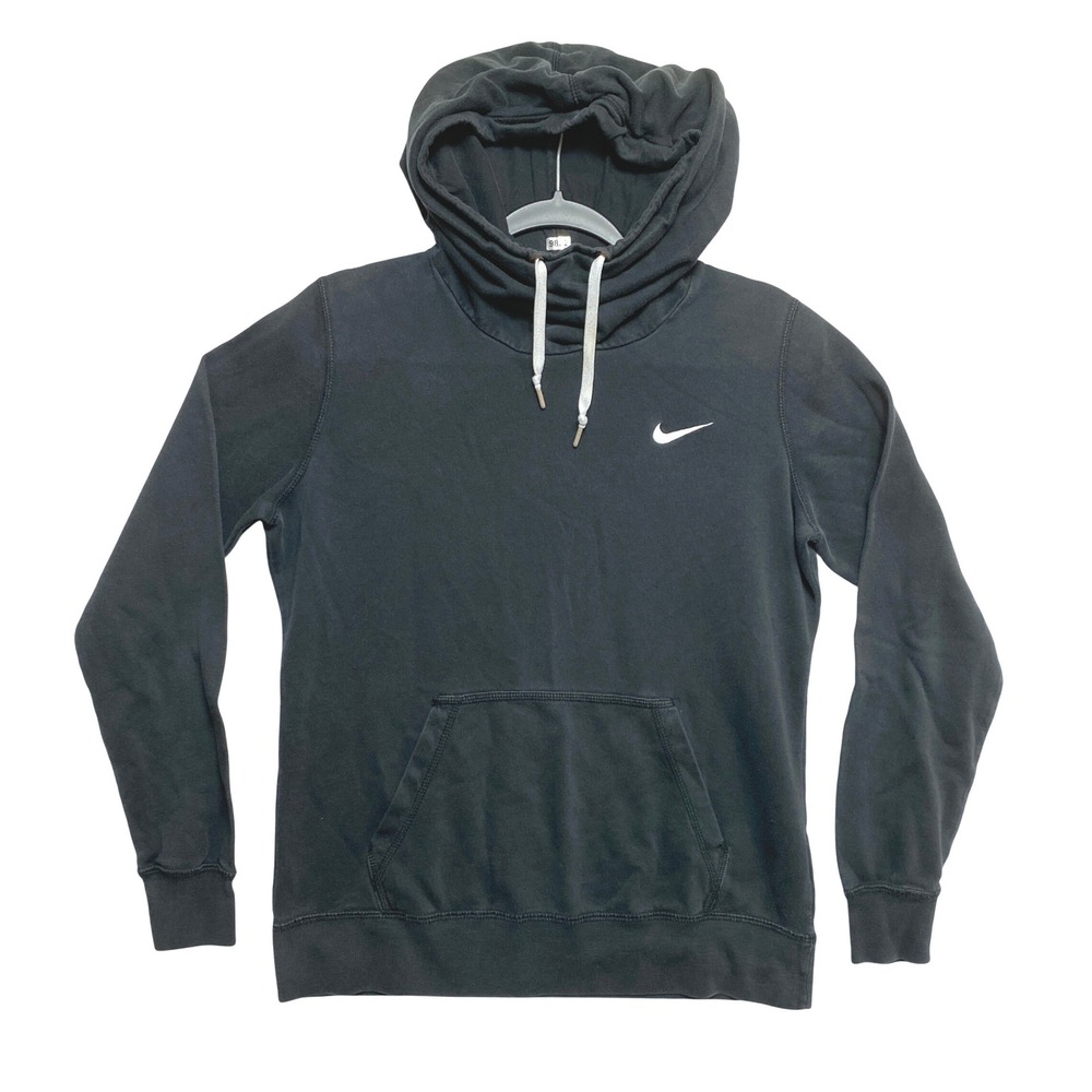 Nike Hoodie Womens Size M Black Pullover Funnel Neck Fleece Sweatshirt